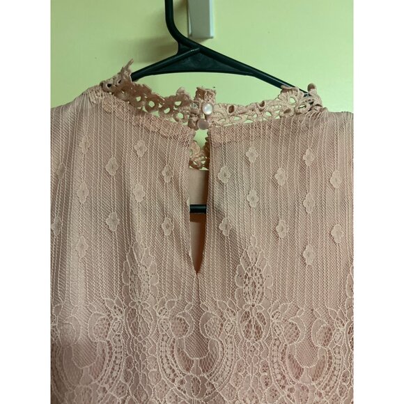 iz Byer M Blush Chiffon Button Neck Tank Top Blouse - Picture 5 of 7